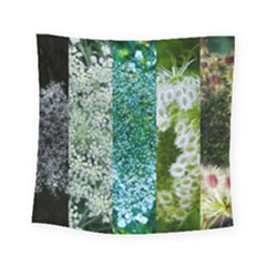 Queen Annes Lace Vertical Slice Collage Square Tapestry (small) by okhismakingart