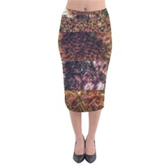 Queen Annes Lace Horizontal Slice Collage Velvet Midi Pencil Skirt