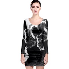 Tree Fungus High Contrast Long Sleeve Bodycon Dress by okhismakingart