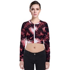 Red Thistle Long Sleeve Zip Up Bomber Jacket by okhismakingart