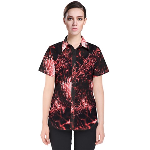 Red Thistle Women s Short Sleeve Shirt by okhismakingart