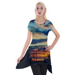 Blue Sunset Short Sleeve Side Drop Tunic by okhismakingart