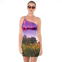 Purple Afternoon One Soulder Bodycon Dress by okhismakingart