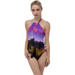 Purple Afternoon Go With The Flow One Piece Swimsuit by okhismakingart