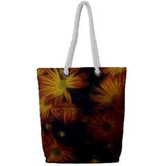 Red Striped Flowers Full Print Rope Handle Tote (small) by okhismakingart