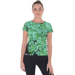 Green Queen Anne s Lace Landscape Short Sleeve Sports Top 