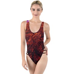 Red Goldenrod High Leg Strappy Swimsuit by okhismakingart