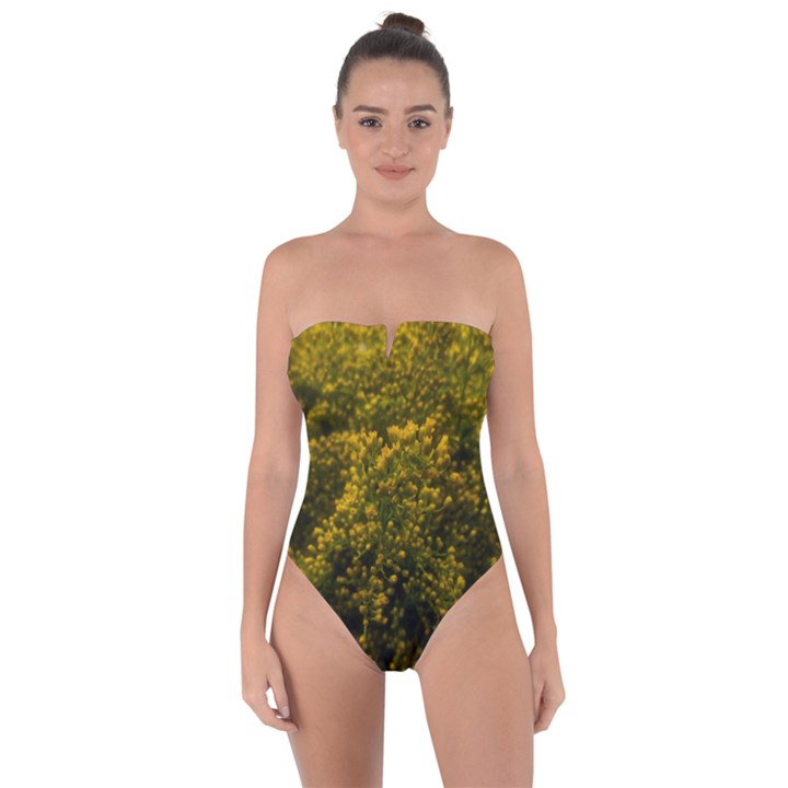 Yellow Goldrenrod Tie Back One Piece Swimsuit