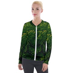 Green Goldenrod Velour Zip Up Jacket by okhismakingart