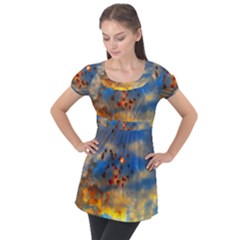 Football Fireworks Puff Sleeve Tunic Top by okhismakingart