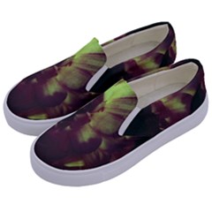 Green Glowing Flower Kids  Canvas Slip Ons by okhismakingart