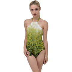 Yellow Goldenrod Go With The Flow One Piece Swimsuit by okhismakingart