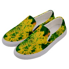 Yellow Sumac Bloom Men s Canvas Slip Ons by okhismakingart