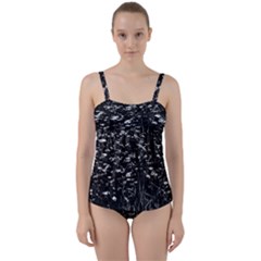 High Contrast Black And White Queen Anne s Lace Hillside Twist Front Tankini Set by okhismakingart