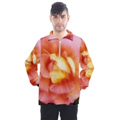 Light Orange And Pink Rose Men s Half Zip Pullover by okhismakingart