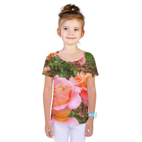 Pink Rose Field Kids  One Piece Tee by okhismakingart