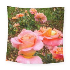 Pink Rose Field Square Tapestry (large) by okhismakingart