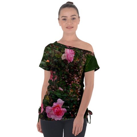 Pink Rose Field (sideways) Tie-up Tee by okhismakingart