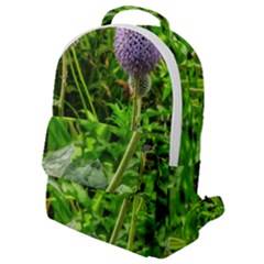 Purple Spherical Flower Flap Pocket Backpack (small)