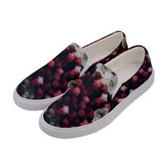 Floral Stars -dark Red Women s Canvas Slip Ons by okhismakingart