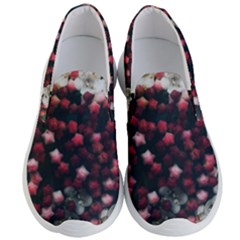 Floral Stars -dark Red Men s Lightweight Slip Ons by okhismakingart