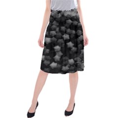 Floral Stars -black And White Midi Beach Skirt