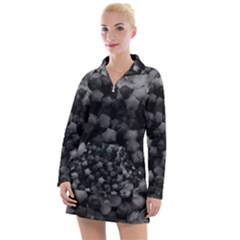 Floral Stars -black And White Women s Hoodie Dress