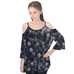 Floral Stars -black And White Flutter Tees