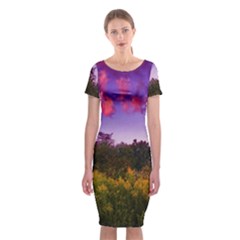 Purple Afternoon Classic Short Sleeve Midi Dress by okhismakingart