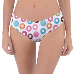Donut Pattern With Funny Candies Reversible Classic Bikini Bottoms by genx