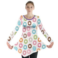Donut Pattern With Funny Candies Long Sleeve Tunic  by genx