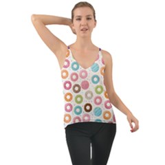 Donut Pattern With Funny Candies Chiffon Cami by genx