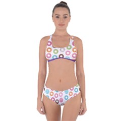 Donut Pattern With Funny Candies Criss Cross Bikini Set by genx