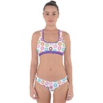 Donut pattern with funny candies Cross Back Hipster Bikini Set