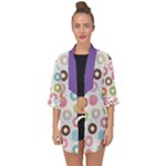 Donut pattern with funny candies Open Front Chiffon Kimono