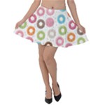 Donut pattern with funny candies Velvet Skater Skirt