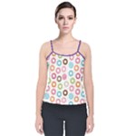 Donut pattern with funny candies Velvet Spaghetti Strap Top