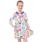 Donut pattern with funny candies Kids  Quarter Sleeve Shirt Dress