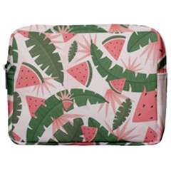 Tropical Watermelon Leaves Pink And Green Jungle Leaves Retro Hawaiian Style Make Up Pouch (large) by genx