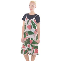 Tropical Watermelon Leaves Pink And Green Jungle Leaves Retro Hawaiian Style Camis Fishtail Dress by genx