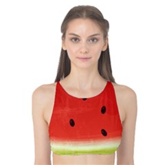 Juicy Paint Texture Watermelon Red And Green Watercolor Tank Bikini Top by genx