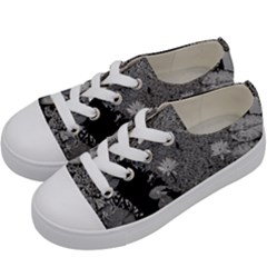 Black And White Lily Pond Kids  Low Top Canvas Sneakers by okhismakingart