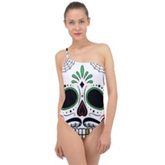 Day Of The Dead Skull Sugar Skull Classic One Shoulder Swimsuit by Sudhe
