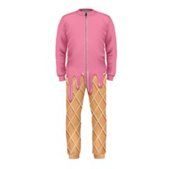 Ice Cream Pink Melting Background With Beige Cone Onepiece Jumpsuit (kids) by genx