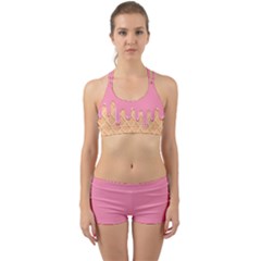 Ice Cream Pink Melting Background With Beige Cone Back Web Gym Set by genx