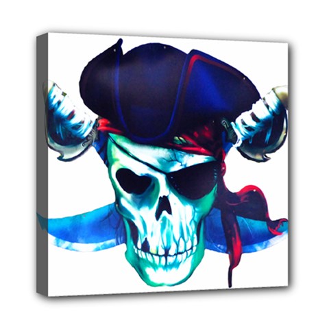 Skull Pirates Symbol Skeleton Mini Canvas 8  X 8  (stretched) by Sudhe