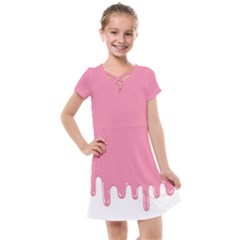 Ice Cream Pink Melting Background Kids  Cross Web Dress by genx