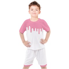 Ice Cream Pink Melting Background Kids  Tee And Shorts Set by genx