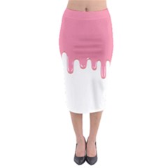 Ice Cream Pink Melting Background Bubble Gum Midi Pencil Skirt by genx