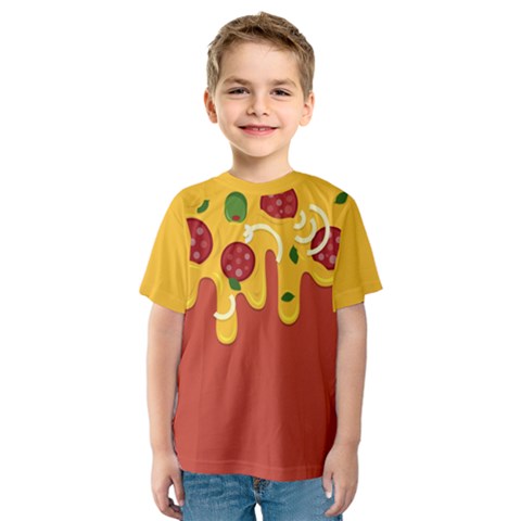 Pizza Topping Funny Modern Yellow Melting Cheese And Pepperonis Kids  Sport Mesh Tee by genx